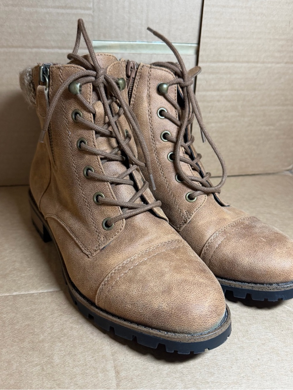 White Mountain Daisy Zip and Lace-Up Combat Boots